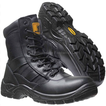 Maxsteel MS24 Black Leather Non Safety Hi Boot With A YKK Zip, Anti Slip, Antistatic and Oil Resistant Sole
