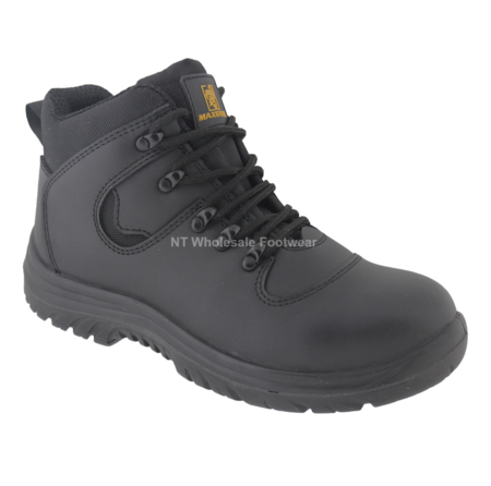 Maxsteel Safety Black Leather Steel Toecap & Midsole Boot S1P  ( MS44 )