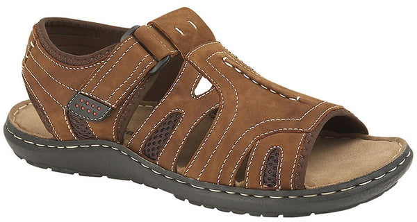 PDQ  Mens Nubuck Leather Touch Fastening Open Toe Sandals (M246B)