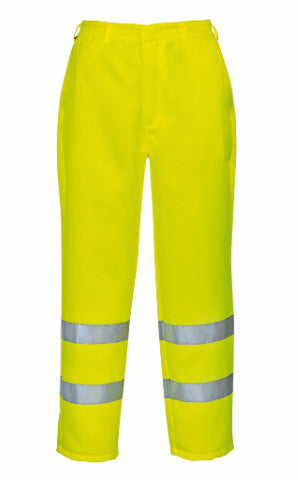 Yellow Poly Cotton Hi-Vis Trousers With Elasticated Waist (E041) CLEARANCE