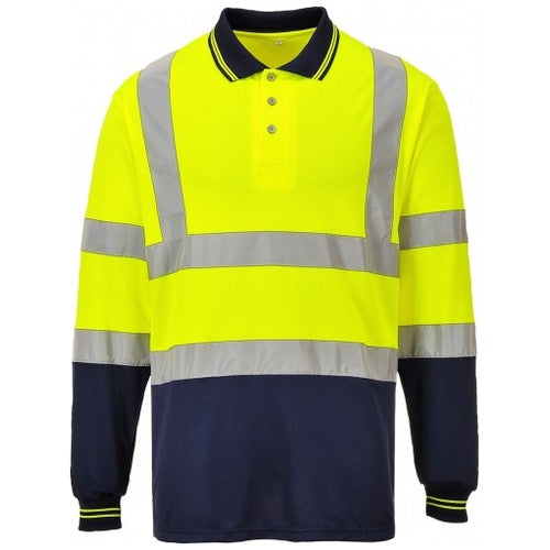 Portwest S279 Two-Tone Long Sleeved Polo Shirts In Yellow And Orange CLEARANCE