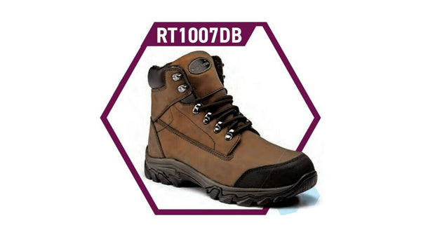 Rugged Terrain Brown Nubuck Leather Lightweight Safety Hiker Boot With Steel Midsole SBP  ( RT1007DB )