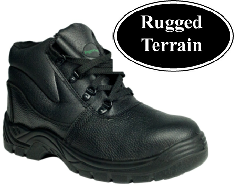 Rugged Black Leather Steel Toe Cap Safety Boots SIP (RT514) CLEARANCE