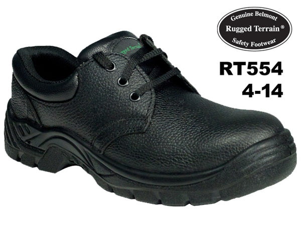 Rugged Terrain Black Leather Safety Shoes SIP (RT554) CLEARANCE