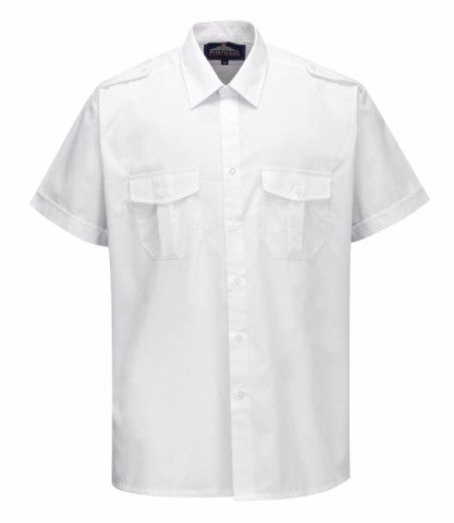White Pilot Shirt Short Sleeves (S101) CLEARANCE