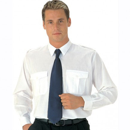 White Pilot Shirt Long Sleeves (S102) CLEARANCE