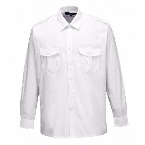 White Pilot Shirt Long Sleeves (S102) CLEARANCE