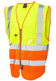 Portwest Prague Yellow/Orange Executive Hivis Vest With Pockets (S376) CLEARANCE