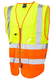 Portwest Prague Yellow/Orange Executive Hivis Vest With Pockets (S376)