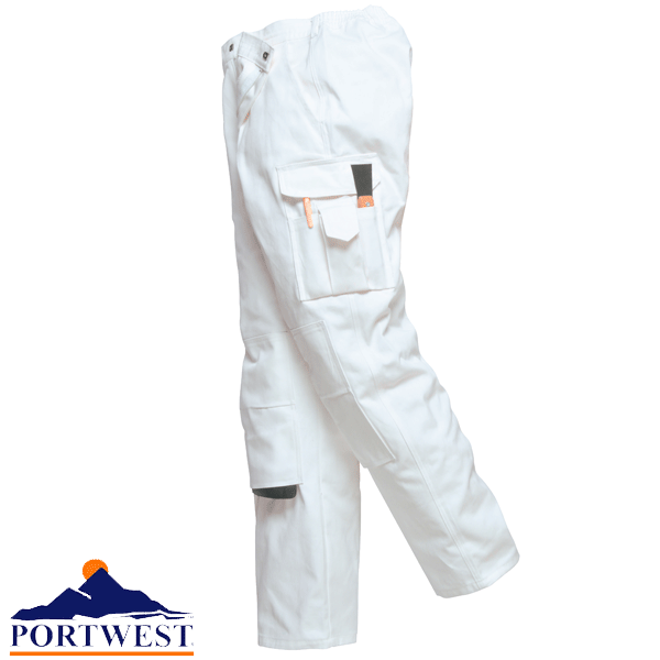 White Cotton Painters Trousers, Elasticated Waist (S817/T817)
