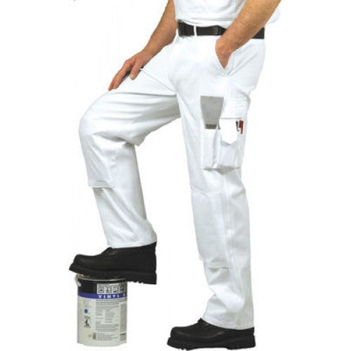 White Cotton Painters Trousers, Elasticated Waist (S817/T817)