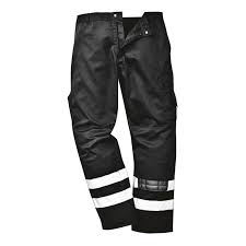 Navy Iona Safety Combat Trousers With Elasticated Waist In Navy And Black (S917) CLEARANCE