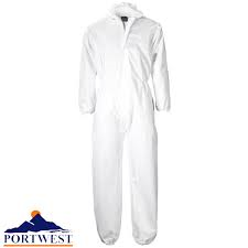 White/Navy Hooded Disposable Boiler Suit (ST11)