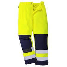 Portwest Seville Hi-Vis Poly Cotton Trousers In Yellow , Orange ( TX71 ) CLEARANCE