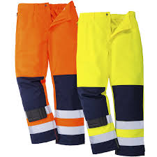 Portwest Seville Hi-Vis Poly Cotton Trousers In Yellow , Orange ( TX71 ) CLEARANCE