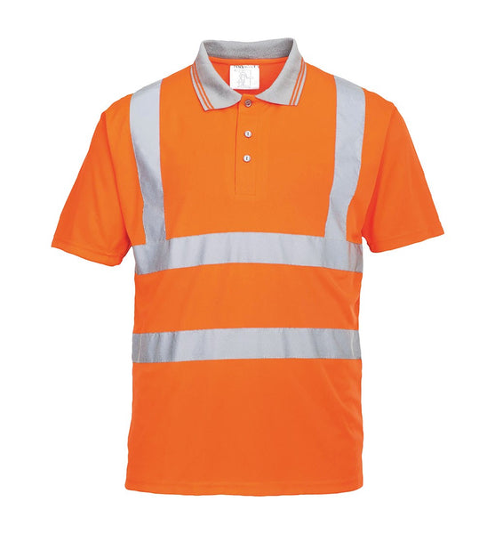 Hi-Vis Orange Hivis Short Sleeved Polo T Shirt RIS - RT22